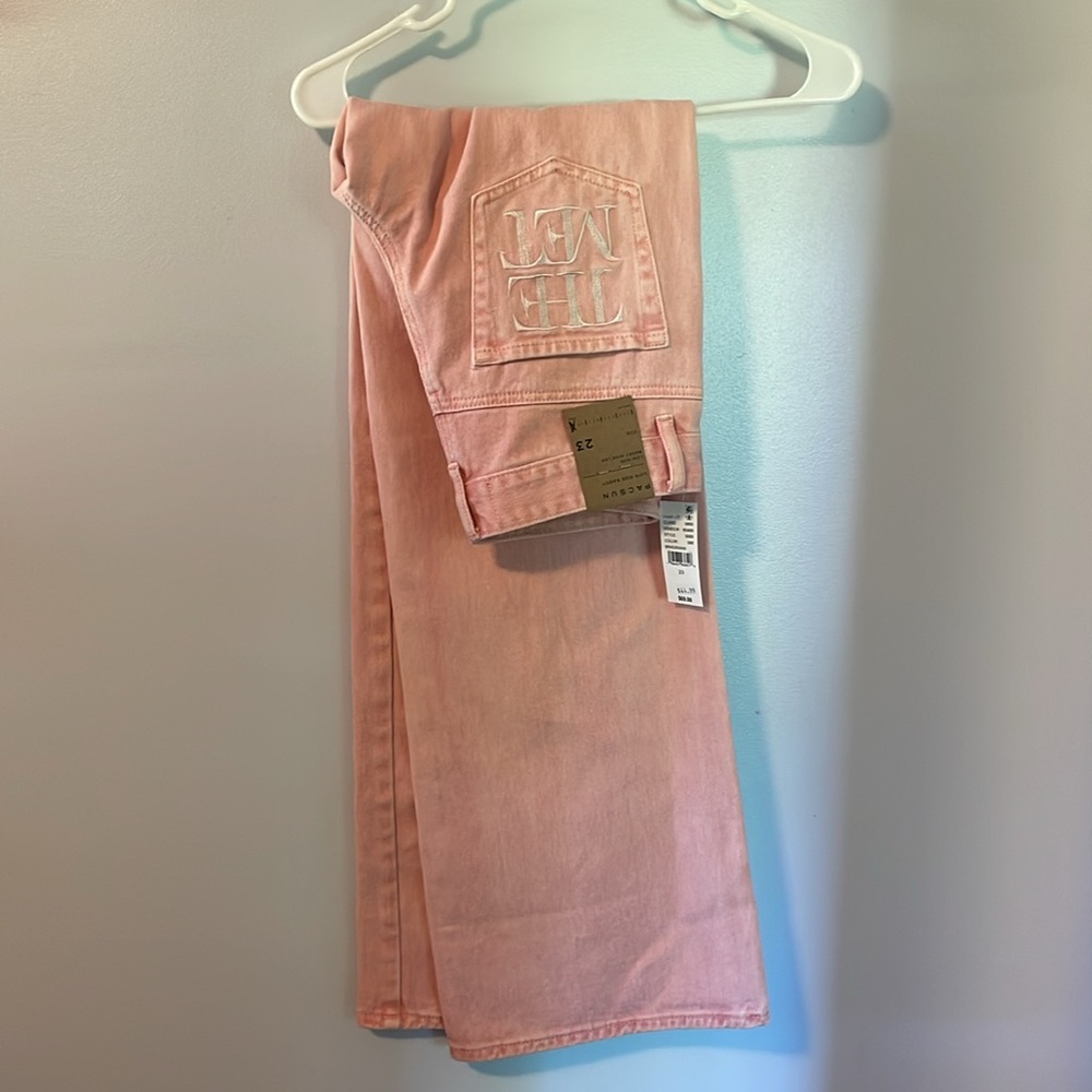 Pac Sun pink low rise baggy wide leg jeans size 23.